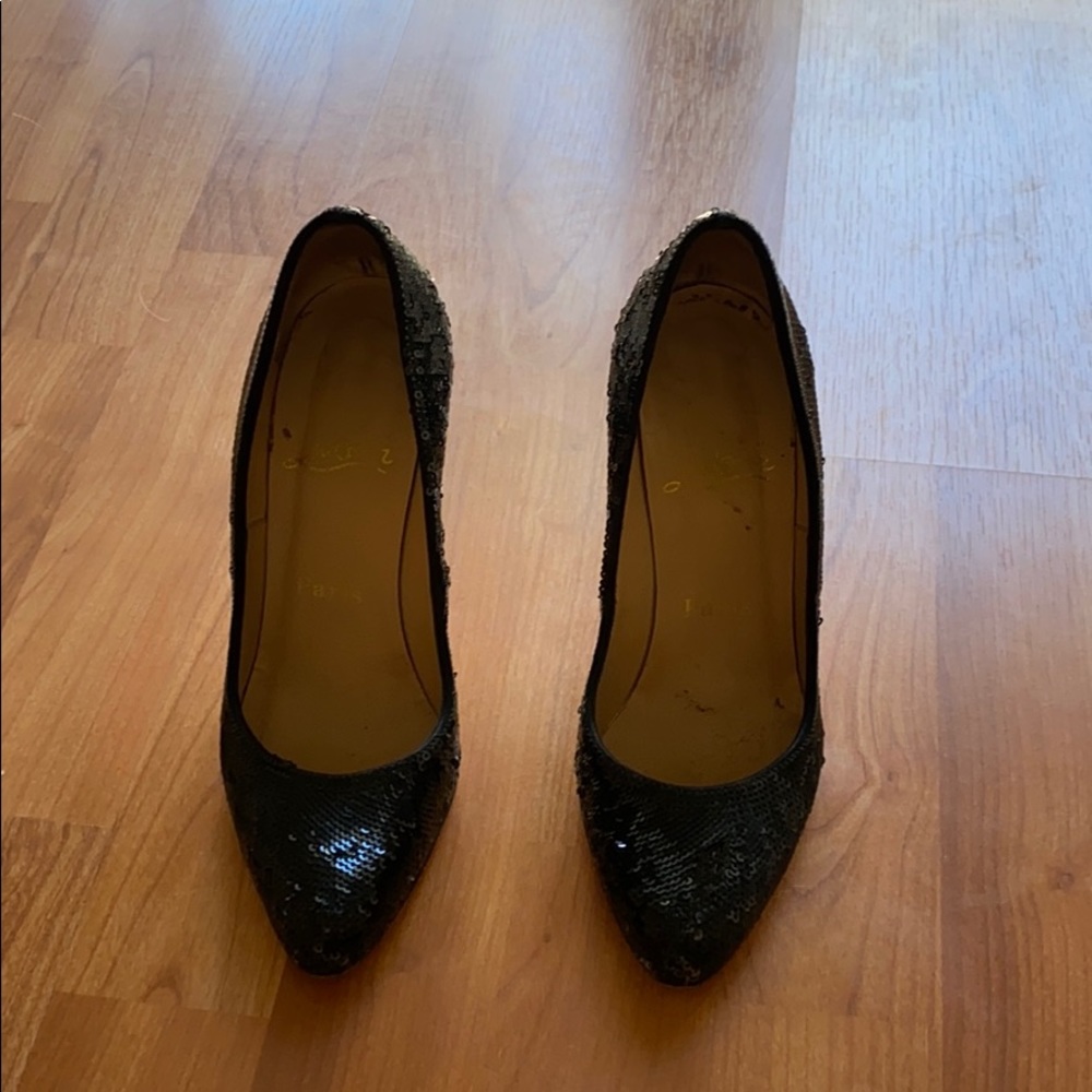 Christian Louboutin black sequins pump